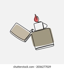 Lighter Match Oneline Continuous Line Art Premium Vector