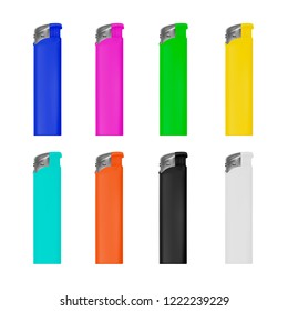 Lighter with piezoelectric element in the vector.Gas disposable lighter in vector.