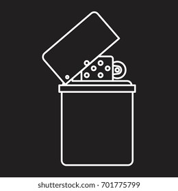 Lighter in thin line style icon vector illustration for design and web isolated on black background. Lighter vector object for labels