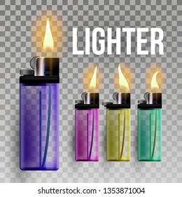 Lighter Vector. Fuel Ignite. Flaming Style. 3D Realistic Lighter Icon. Illustration