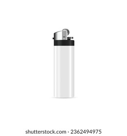 Lighter vector icon. Manual, gas lighter with a burning flame in flat style.