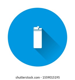 Lighter vector icon on blue background. Flat image with long shadow.