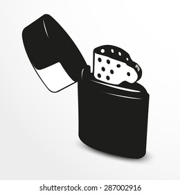 Lighter. Vector illustration. Black and white view.