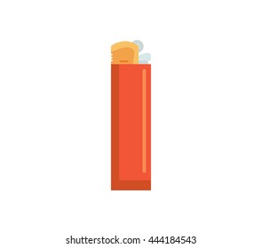 Lighter vector illustration. gas flame flat icon. fire gasoline plastic lighter isolated on white background