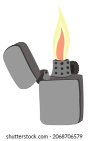 Lighter. Vector isolated illustration. Smoker's equipment.