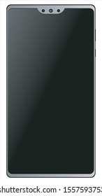 Light-gray smartphone with glossy screen off.
Vector eps10, blue smartphone top, isolated on white.