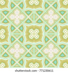 Light-green seamless ornamental vector pattern