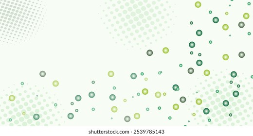 Lightgreen vector banner with circles, spheres. Abstract spots. Background of Art bubbles in halftone style with colored gradient.