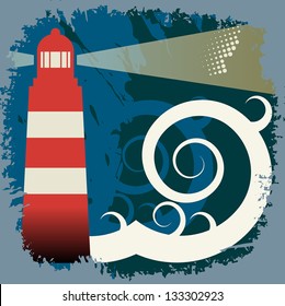 Lighthouse abstract background, vector illustration