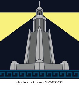 lighthouse of alexandria. fourth variant. vector illustration