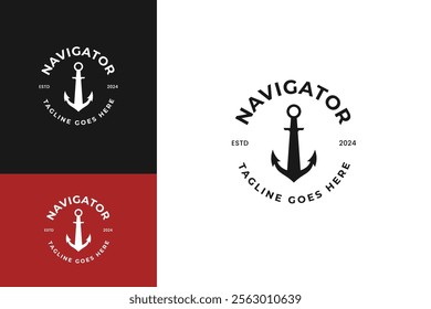 Lighthouse with anchor logo design template vector illustration