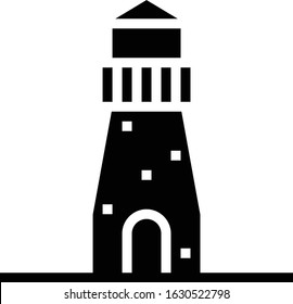 Lighthouse, architecture and city, buildings, tower, orientation, guide icon. High quality solid icon for website and mobile apps. Vector illustration on a white background.