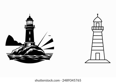 Lighthouse art with white background 