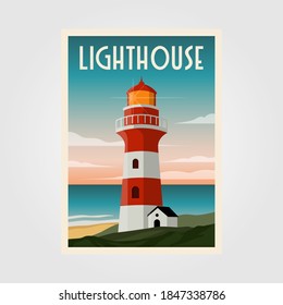 lighthouse background template poster illustration design