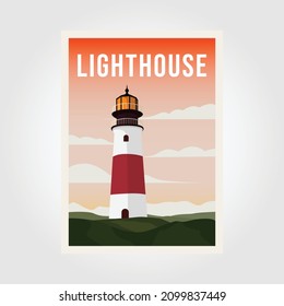 lighthouse background template poster illustration design