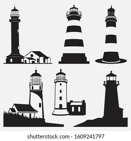 Lighthouse Background Vector Designs Set Stock Vector (Royalty Free ...