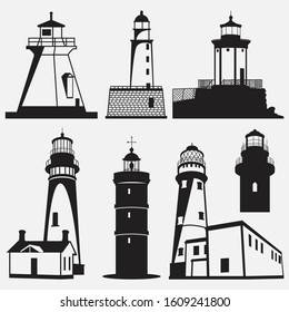 Lighthouse Background Vector Designs Set