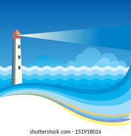 Lighthouse background.Vector nature illustration for text