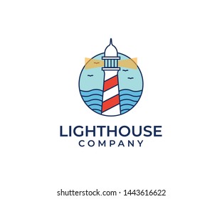 Lighthouse badge logo vector illustration.