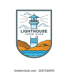 Ilustración vectorial del logotipo de la placa de faro aislada en fondo blanco