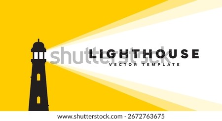 Lighthouse banner template. Lighthouse and ray of light
