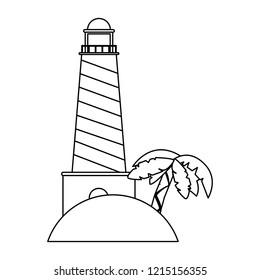 Lighthouse in beach in black and white