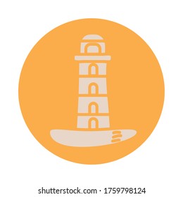 Leuchtturm-Strandblock-Symbol, Vektorgrafik-Design