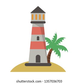 Lighthouse in beach cartoon