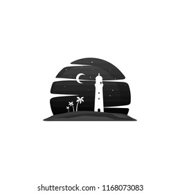 lighthouse beach island view vector art