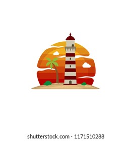 lighthouse beach island view vector art