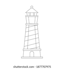 Ilustración del vector de contorno de la playa del faro