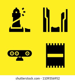 lighthouse, beach towel, canyon and webcam vector icon set. Sample icons set for web and graphic design