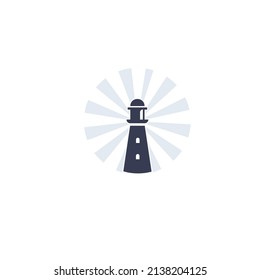 El faro del faro de la playa brilla; logotipo,icono