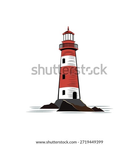 lighthouse and beacon design at sea beach.
