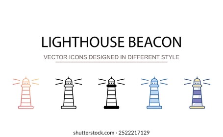 Design de ícone de farol com ilustração de estoque de fundo branco