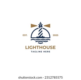 Lighthouse, Beacon logo icon. Vector Illustration.