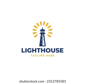 Lighthouse, Beacon logo icon. Vector Illustration.