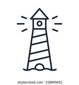 Lighthouse Beacon Sea Light Sign Symbol Minimalistic Flat Line Stroke Vector Icon