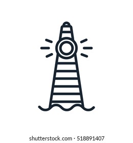 Lighthouse Beacon Sea Light Sign Symbol Minimalistic Flat Line Stroke Vector Icon