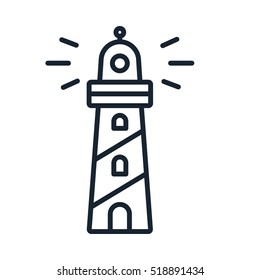 Lighthouse Beacon Sea Light Sign Symbol Minimalistic Flat Line Stroke Vector Icon