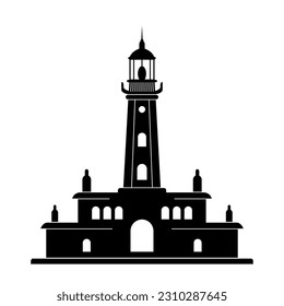 lighthouse beacon  silhouette vector illustration design