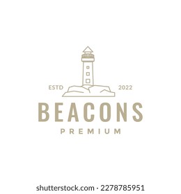 faro beacs mar luz oceánica línea de mar hipster diseño vector