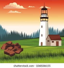Lighthouse and beautilful landscape