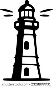 Dibujo vectorial monocromo de contorno negro del faro