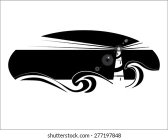lighthouse black and white simple design