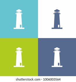 lighthouse blue and green material minimal design logo vector sign symbol icon set