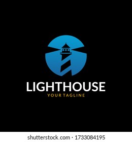 Leuchtturm-blaue Logo-Vorlage
