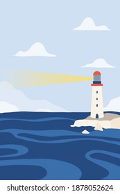 faro, cielo azul, ilustración vectorial