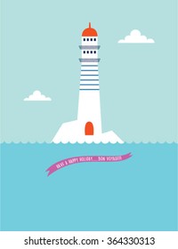 lighthouse bon voyage greeting card vector
