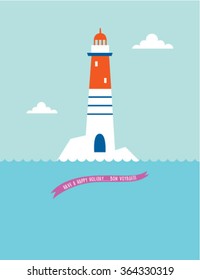 lighthouse bon voyage greeting card vector